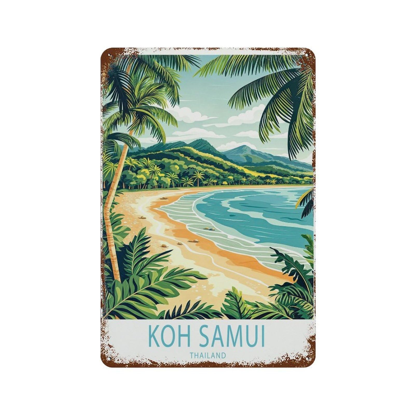 xiaoxiaoshen Koh Samui Travel Thailand Coast Personalised Wedding Gifts Wall Decor Art Metal Tin Poster Modern Home Decor Art Home Bar Shop Decorations Vintage Sign 30x20cm