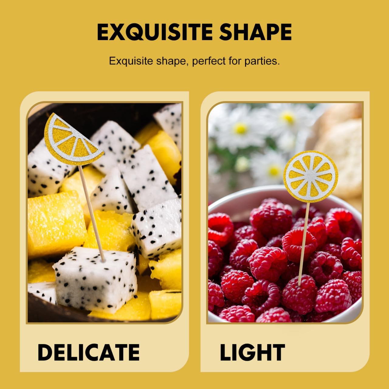 PRETYZOOM 36 Pack Lemon Cupcake Topper Fruits Cake Decorations | for Summer Dessert Decor Prop Non-Edible Picks for Cupcakes Fruit