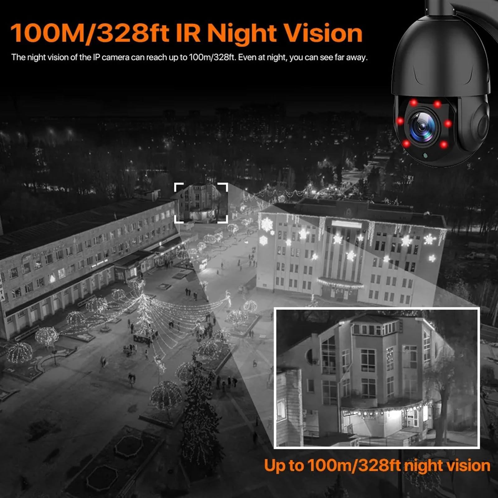 Sistemas de Cámaras, Cámara IP PoE 4K de 8MP for Exteriores, cámara Domo de Velocidad con Zoom óptico 30X, visión Nocturna HD de 5MP, vigilancia de vídeo CCTV de 80M P2P(8MP Camera)