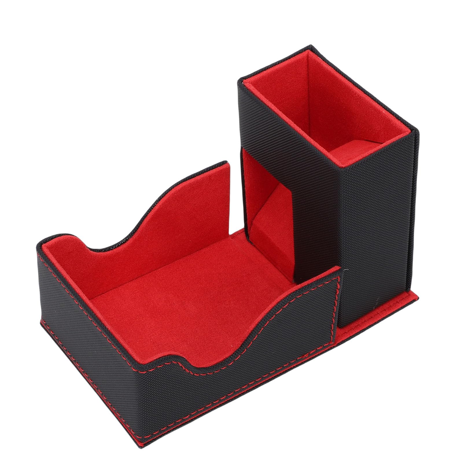 Greensen Torre de Dados de Cuero PU, Diseño Plegable Magnético con Forro de Terciopelo y Textura Antideslizante, para Juegos de Mesa de Dungeons and Dragons RPG (Negro Rojo)