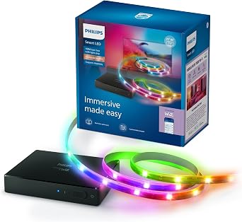 Philips Smart Lighting HDMI Sync Box TV arka ışığı, RGBIC LED şeritler, 75–85 inç TV'ler için, senkronizasyon. m. Film, müzik, HDMI 2.0, 4K, 60 Hz'de bağlanır, WiZ ile bağlanır, harici video kaynağı [Enerji Sınıfı A]