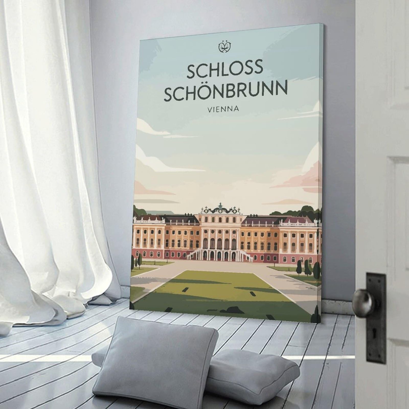 Junmoney Frame-Style-20 Sch Nbrunn Palace Vienna Hanging Wall Art, 24X36inch(60X90cm), For Entrance Walls, Hall Decor Or Foyers, Wall Decor To Refresh Empty Corners