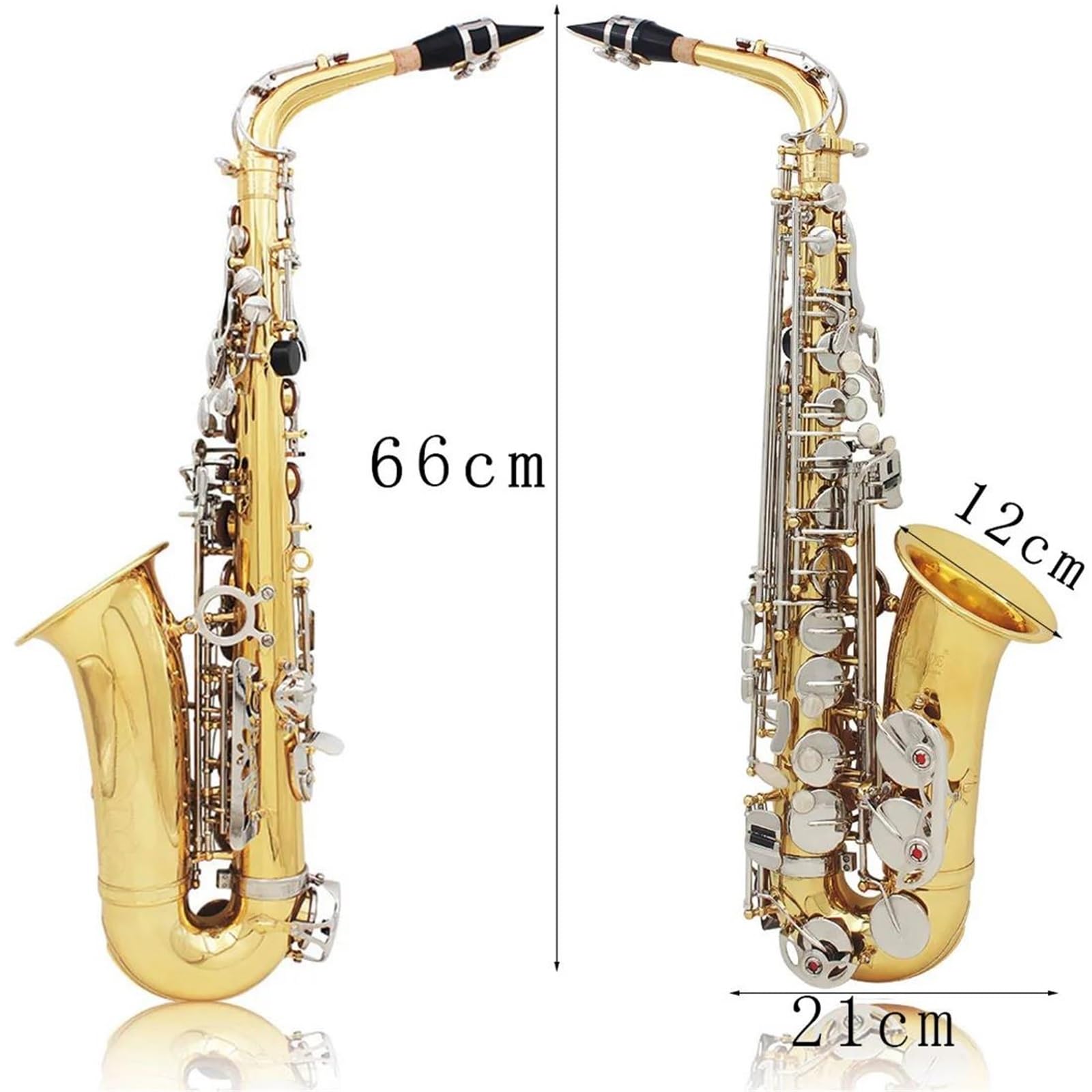 Saksofony Dla Początkujących Profesjonalny Saksofon Altowy W Tonacji Es Dur Pozłacany Z Paskiem I Stojakiem(Gold silver sax)