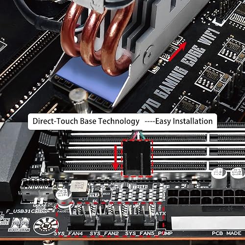 Miniatura 6 de NewHail Disipador de calor SSD M2 2280 de 12 V con ventilador de refrigeración PWM de 1575in tubos de calor de cobre y almohadilla térmica enfriador