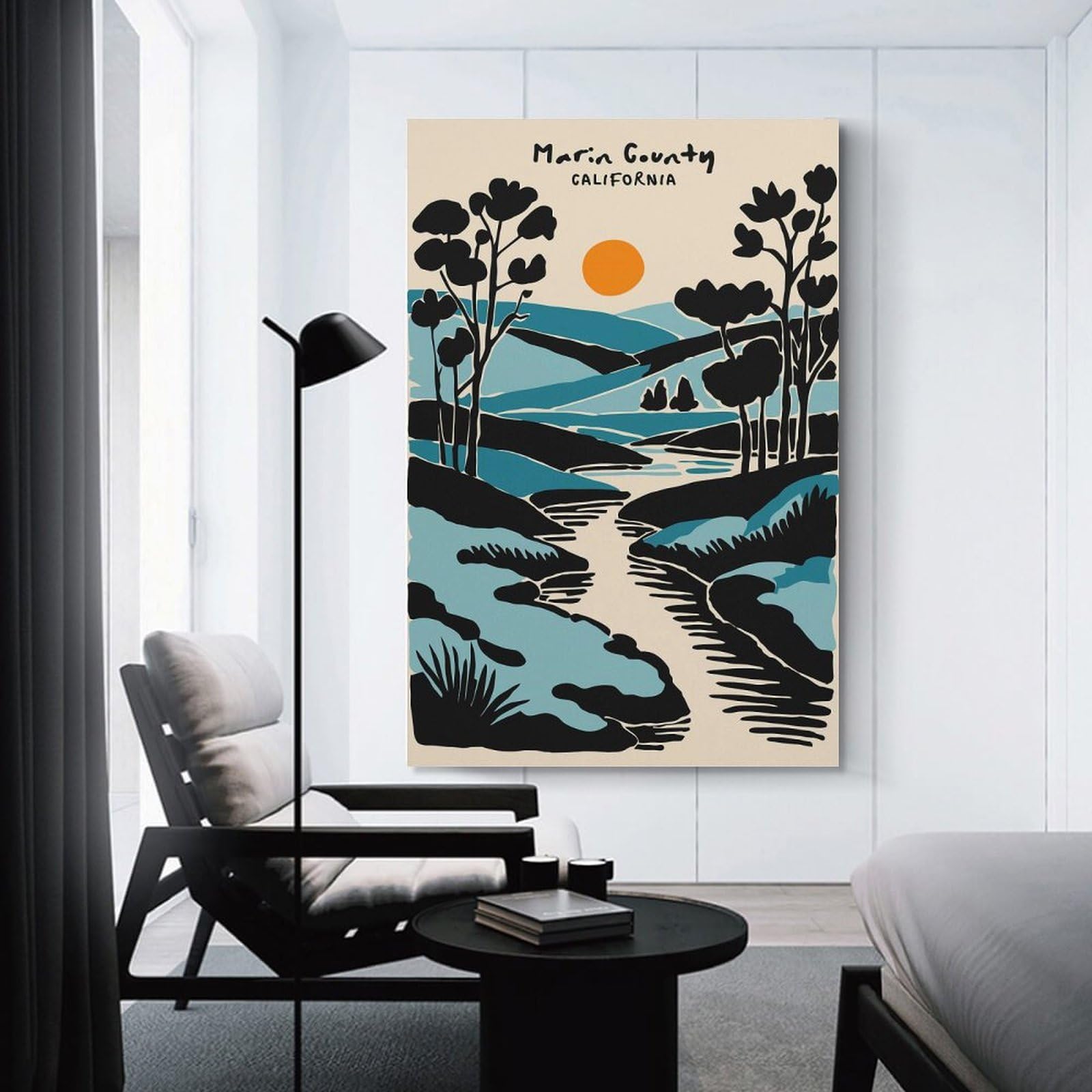 Junmoney Marin County California Landscape Art Wall Decor Canvas Print 16x24inch(40x60cm), for Lounge Decor, Bedroom Walls Or Flats, Canvas Styling for A Polished Room Look