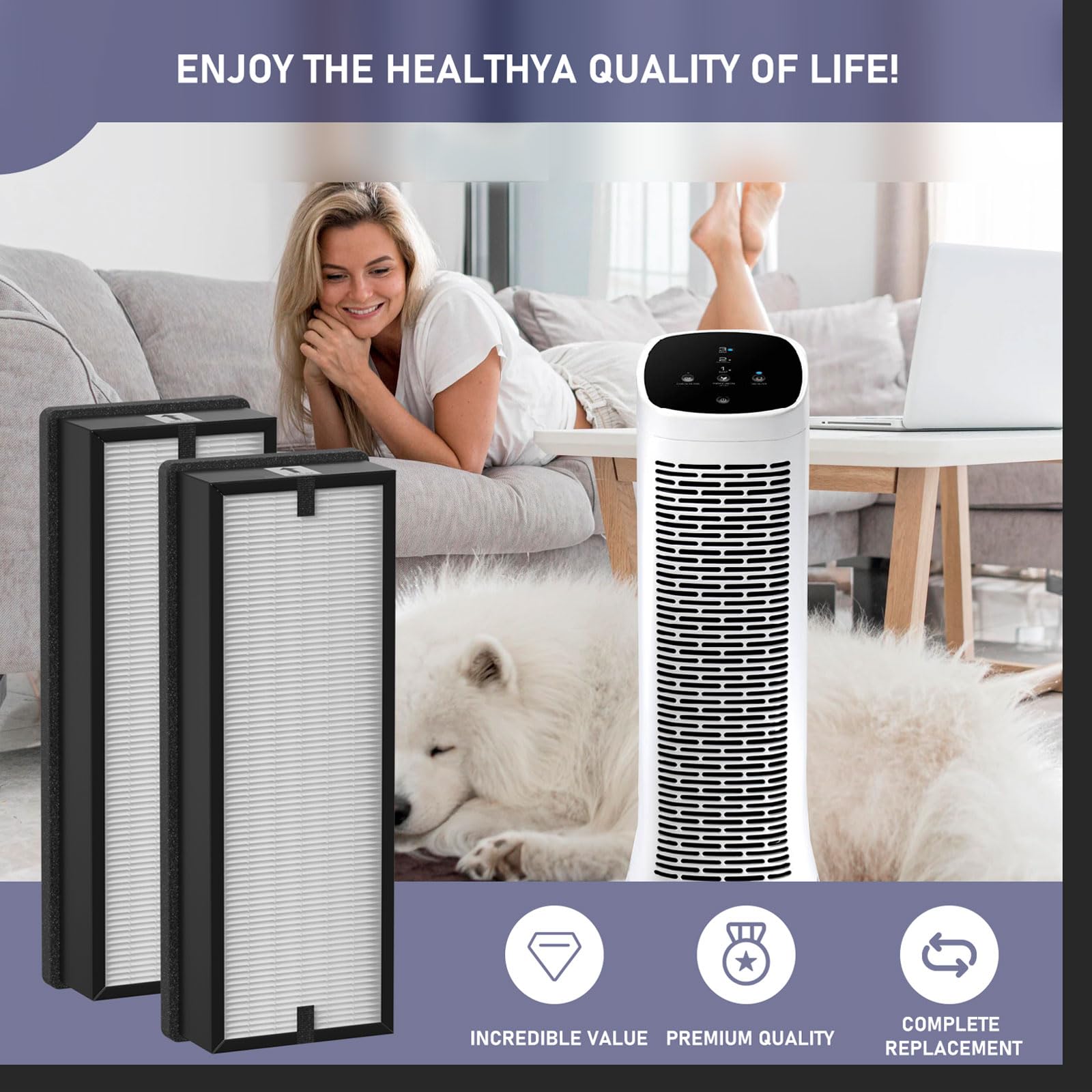 HFD300 Ersatzfilter kompatibel mit Honeywell Air Genius 3,4,5,6 Serie Luftreiniger-Modelle HFD300 HFD310, HFD320, HFD360, HFD314, HFD323CV1, 2 x HEPA und 4 x Aktivkohlefilter
