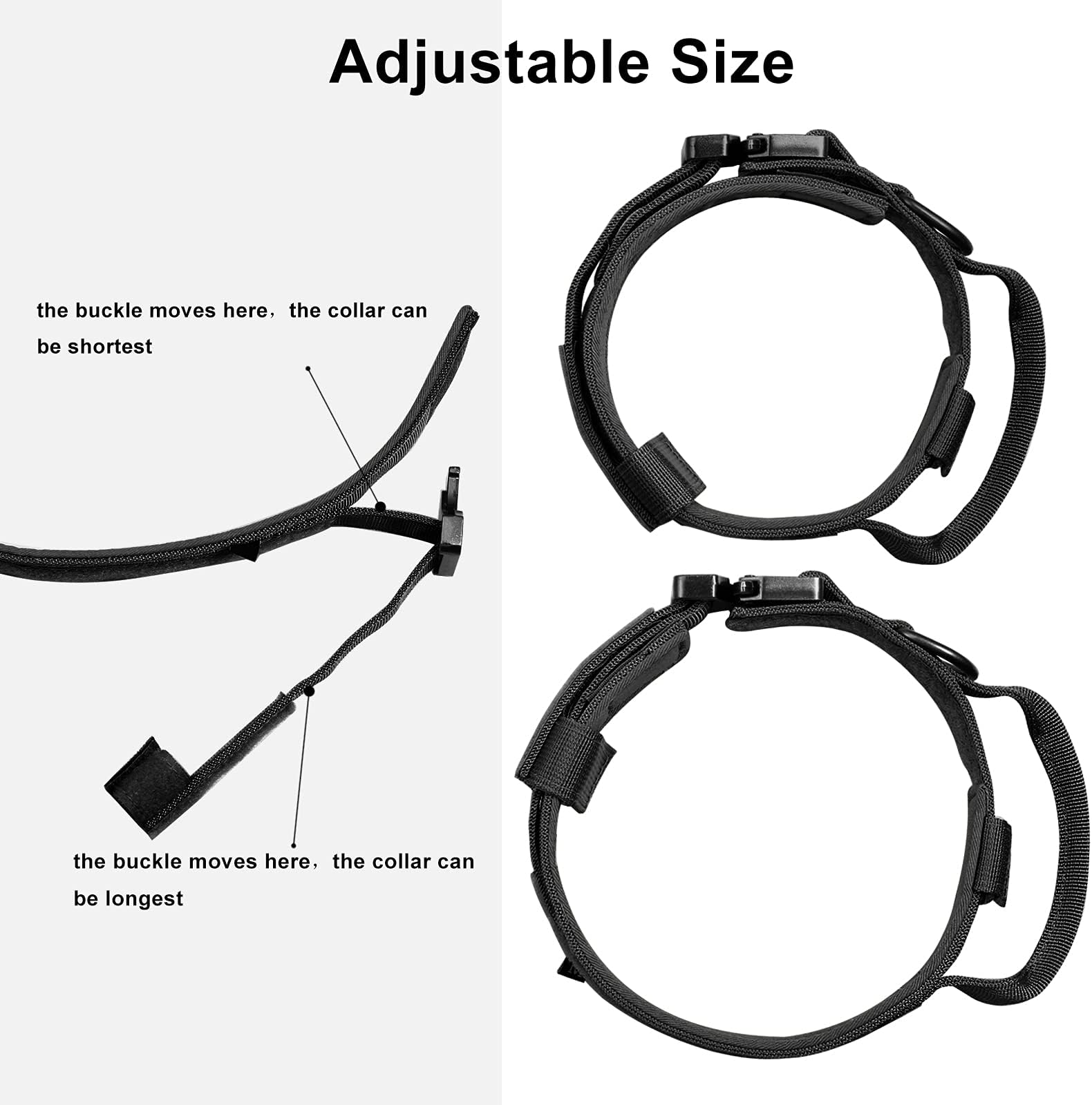 DAGANXI Tactical Dog Collar, Adjustable Military Training Nylon Dog Collar with Control Handle and Heavy Metal Buckle for Medium and Large Dogs, with Patches and Airtags Case (XXL, Black)