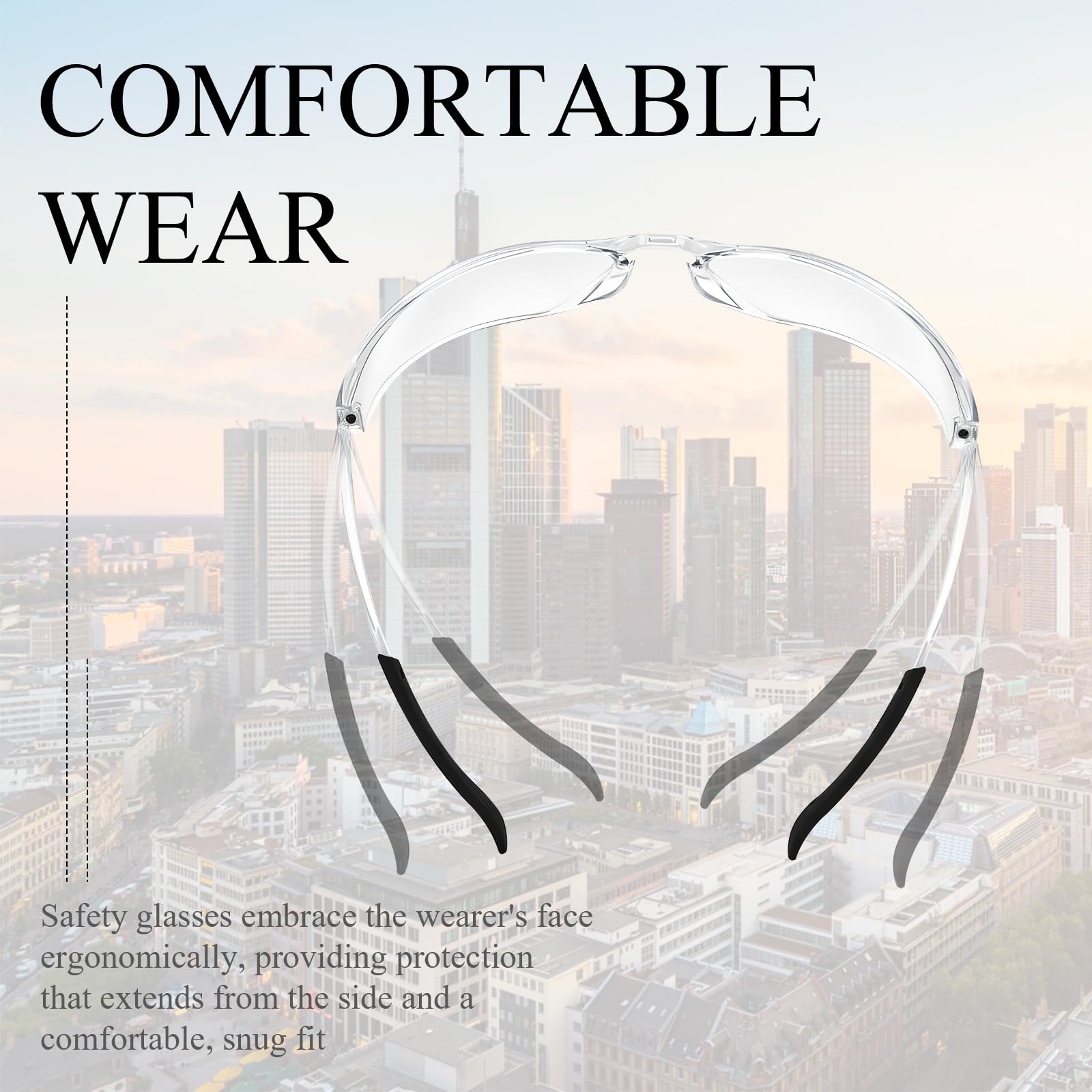 Paquete de 50 lentes de seguridad transparentes a granel, gafas de protección ocular para hombres y mujeres, lentes resistentes a los impactos para el trabajo, construcción, laboratorio, campo
