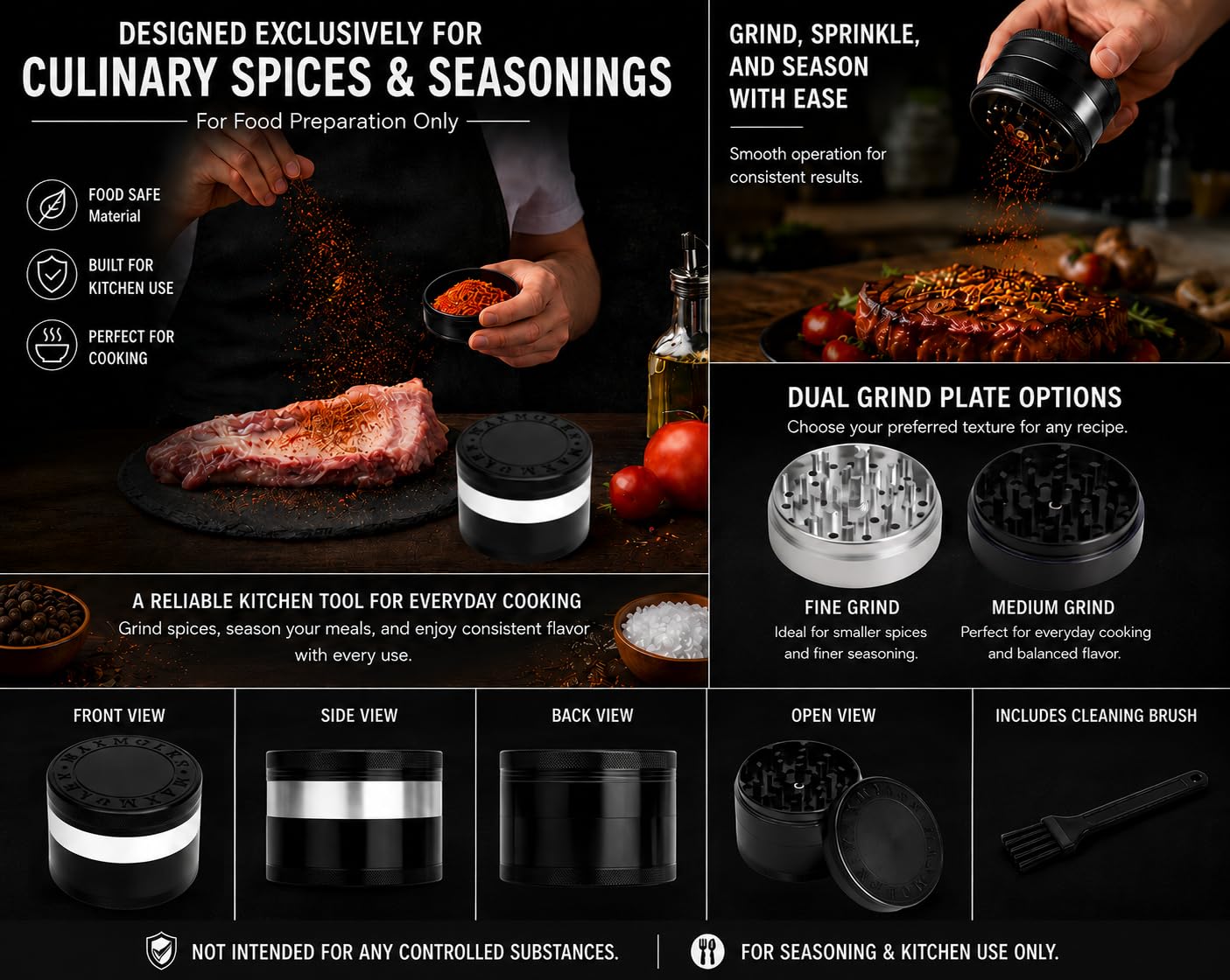 Gravend Spice Grinder - Fine & Coarse Grind -7