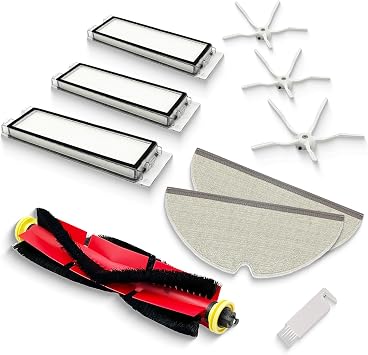 Replacement Parts Accessories Compatible for Roborock S5, S5 Max, S4 Max, S6, S6 MaxV, E4, E5, S4 Robotic Vacuum Cleaner Side Silicone/Main Roller Brush HEPA Filter Mopping Pads