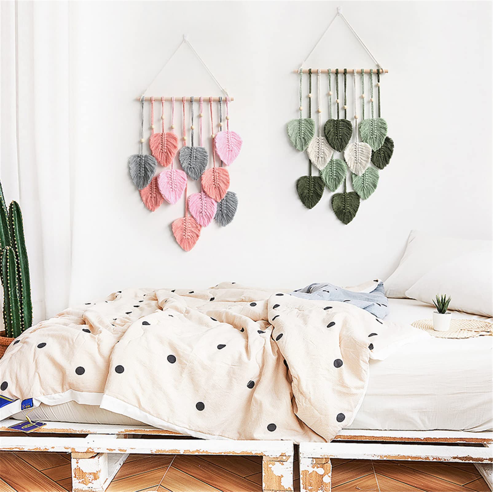 Decorazione da Parete con Ali d'Angelo in Macramè, Stile Boho, Corda di Cotone Intrecciata con Metallo e Bambù per Camera da Letto, Soggiorno e Arredamento Casa