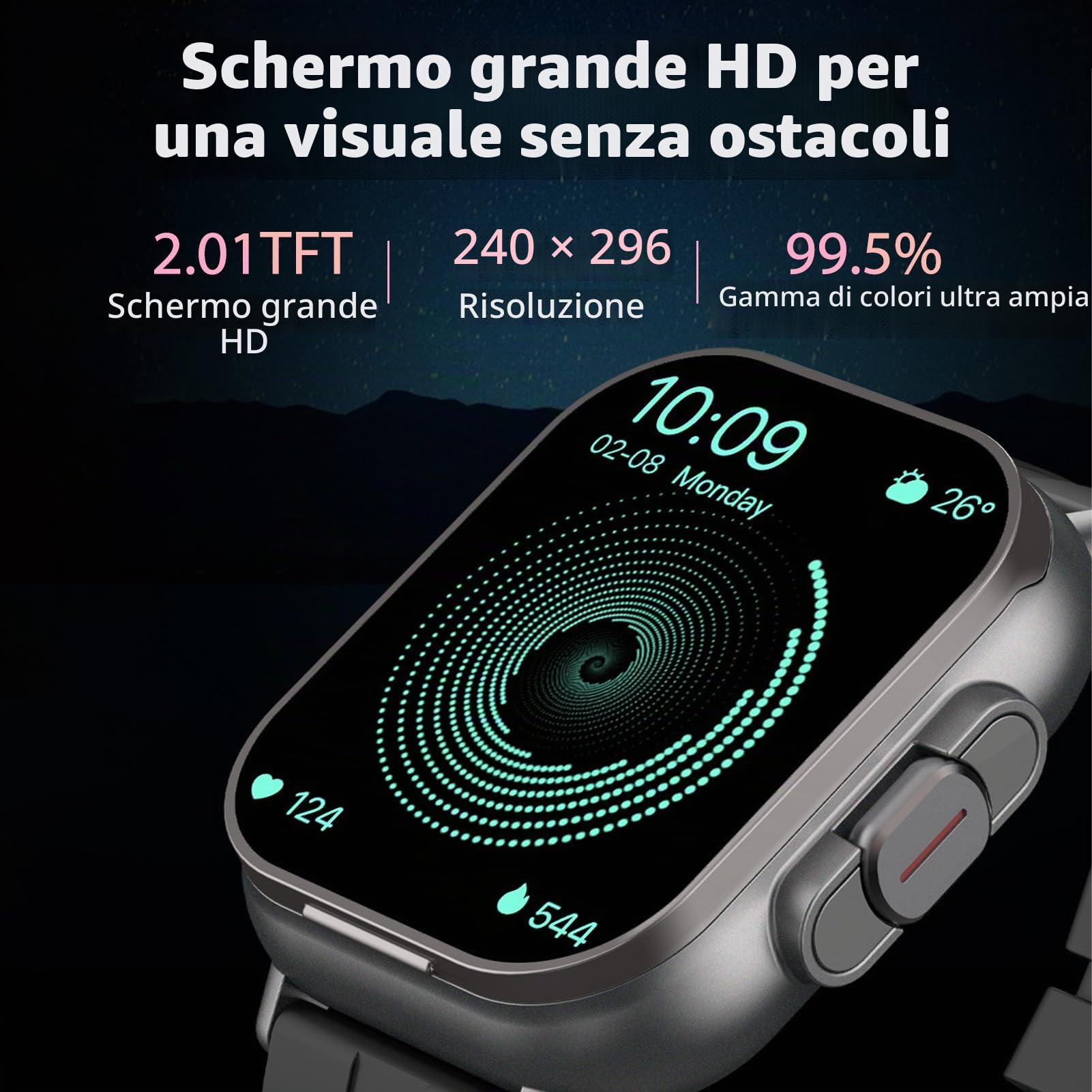 Smart Watch con Auricolari, Auricolare Wireless Smartwatch con Cinturino in Silicone 2 in 1 con Schermo da 2,01 Pollici, Orologio Fitness Tracker per IOS per