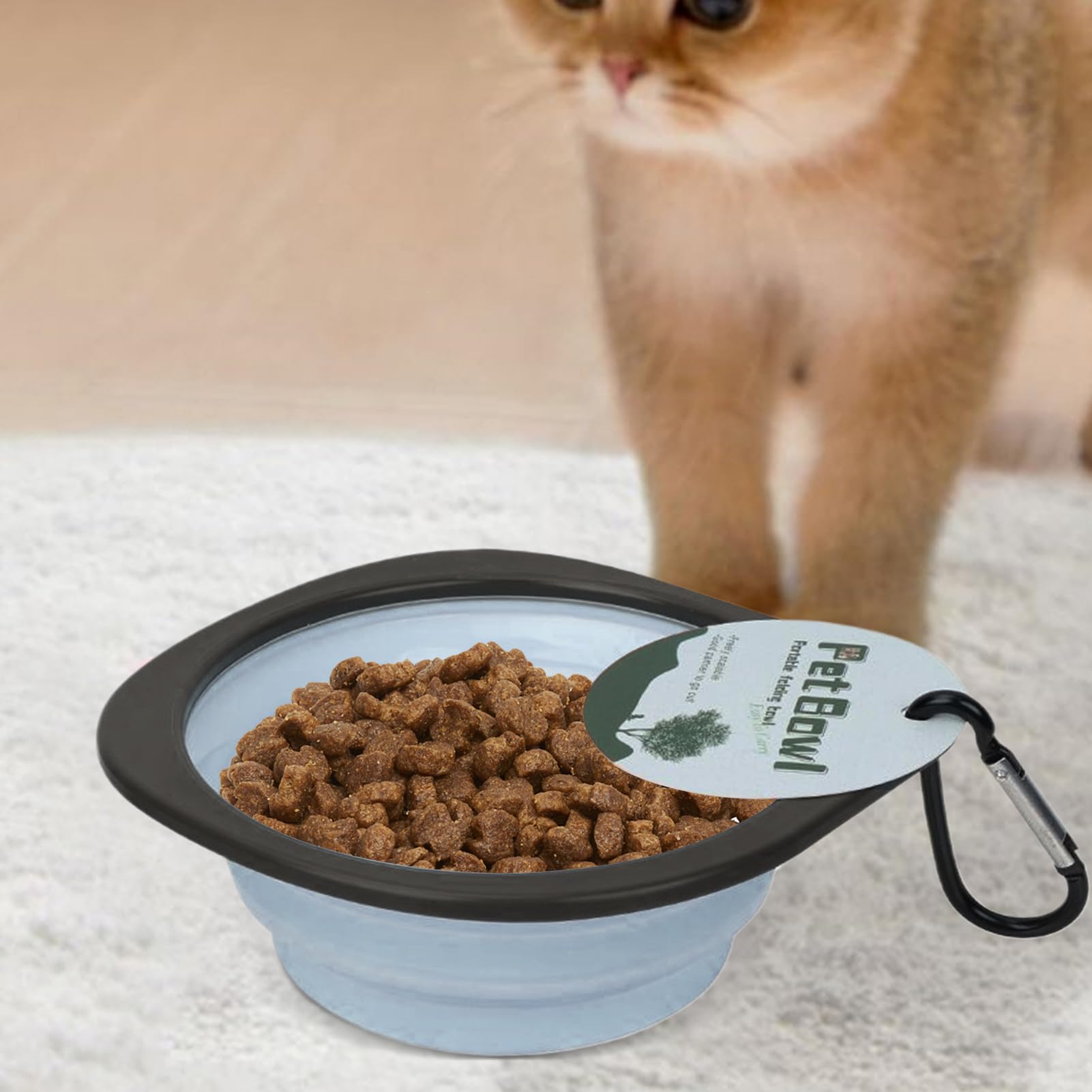 Pieghevole Per Cani Animali Cibo E Acqua Moschettone