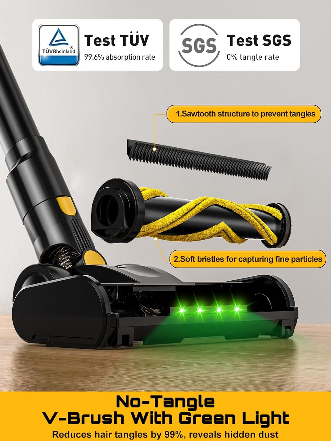Cordless Vacuum Cleaner for DeWalt 20V Battery, 45KPA 400W Vacuum Cleaners for Home, Self-Standing Stick Vac w/LED Display, Anti-Tangle Lightweight Vacuum for Carpet, Floor, Car(Battery Not Included)