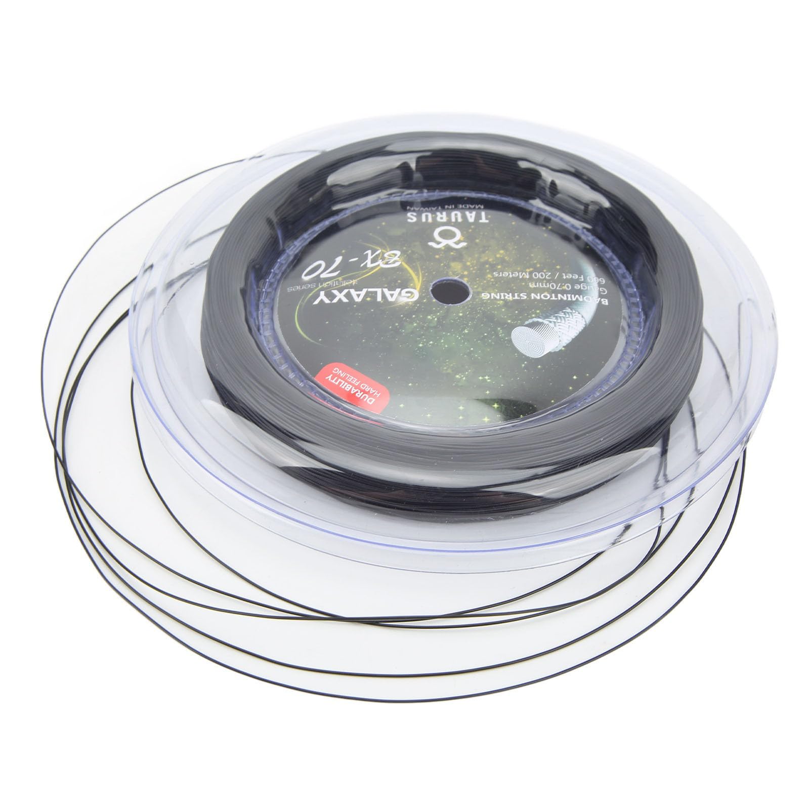 Corde de Raquette de Badminton Professionnelle, Pièces de Rechange de Bobine de 0.7mm, 200m, Couleur Vive à Haute élasticité (Black)