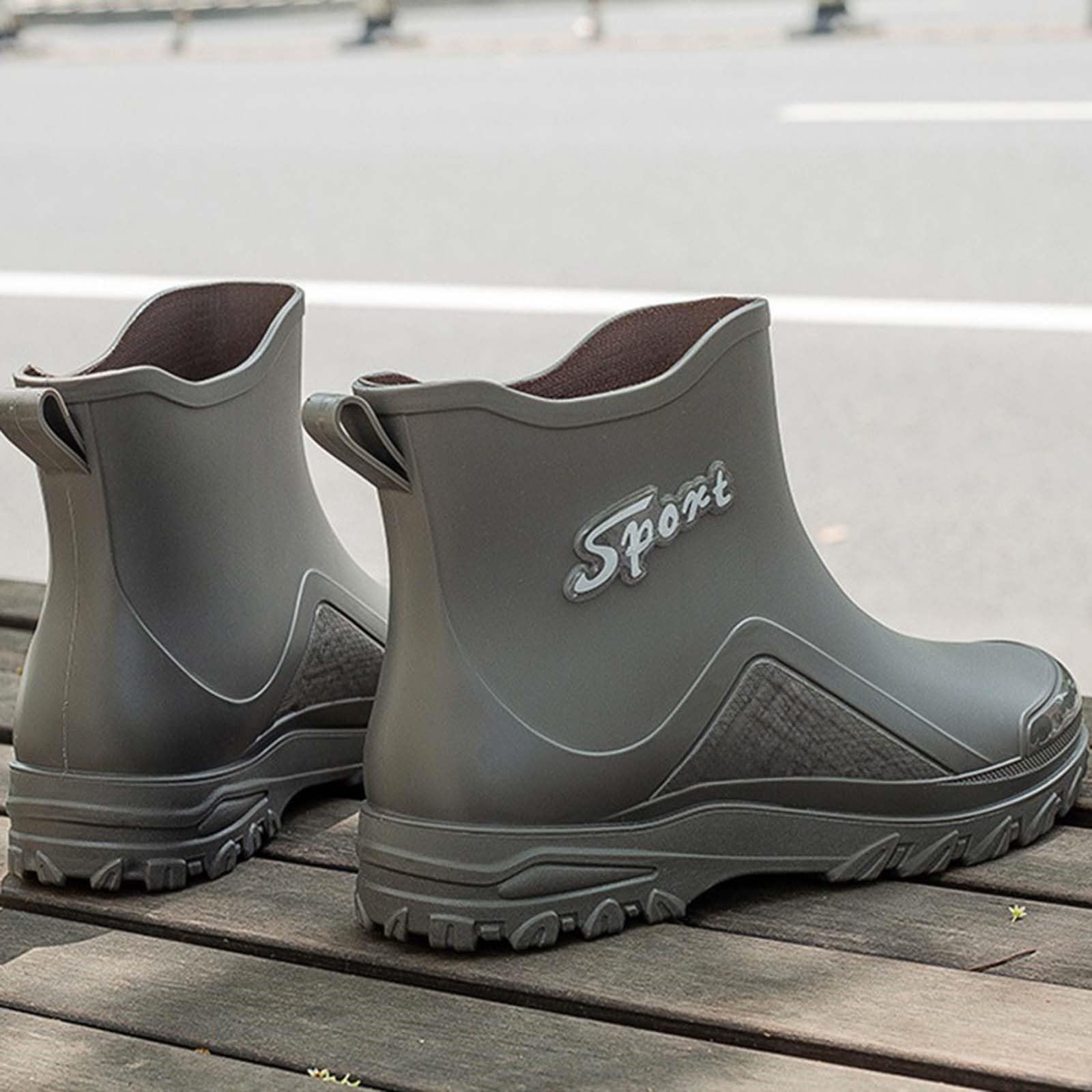 Botas de goma para hombre, botines de goma impermeables, botas de lluvia, botas de goma cortas, botas de lluvia, antideslizantes, zapatos de lluvia, zapatos de jardín, botas de tobillo para exteriores