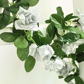 Efavormart 6 FT Long 3D Rose Chain Garland for Wedding Arrangements Party Baby Shower Decorations Supply - Silver