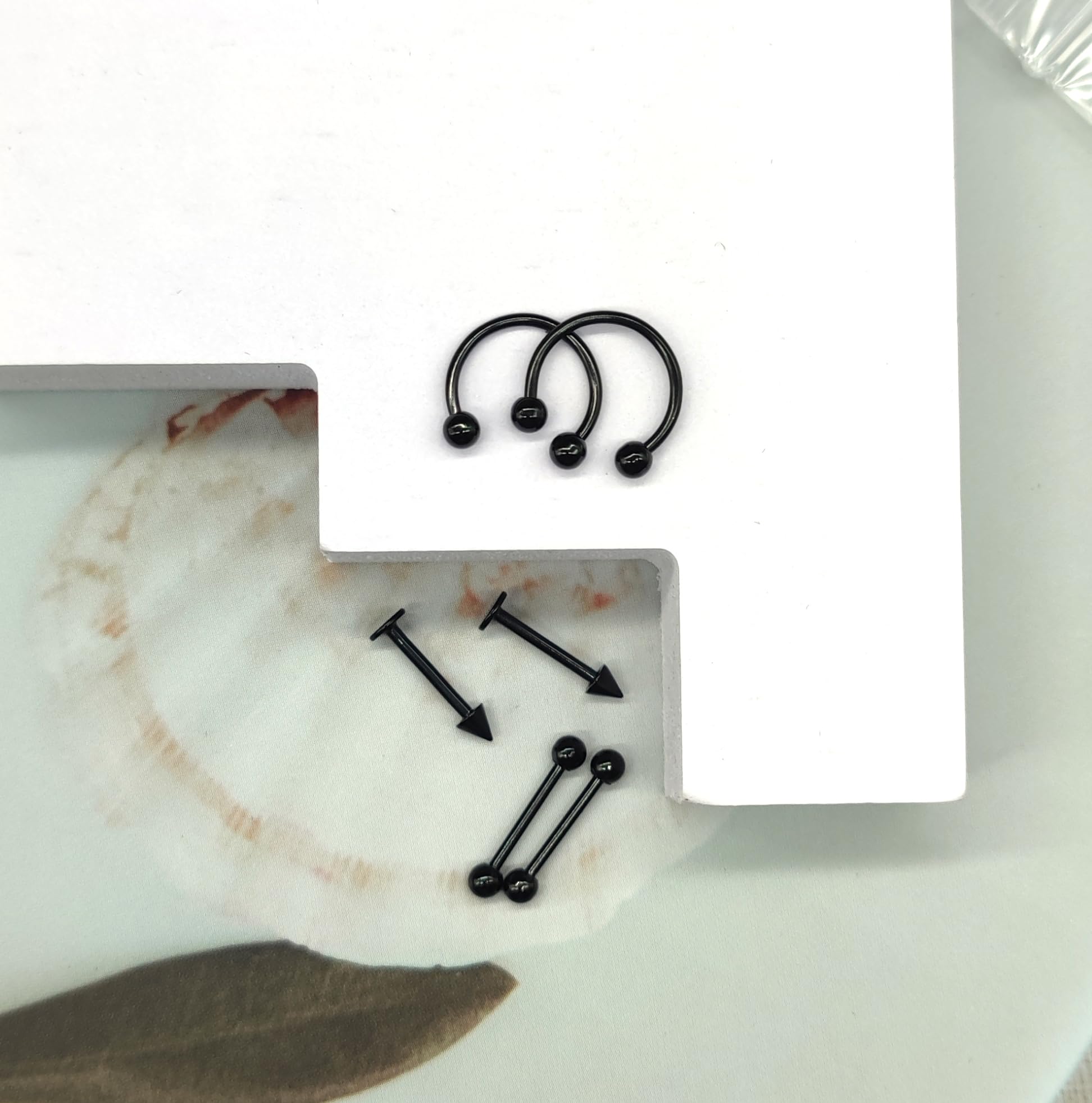 40Pcs 16G Lip Rings Surgical Steel Snake Bite Jewelry Labret Monroe Barbell Daith Tragus Helix Piercing Nose Septum Jewelry for Women Men 6mm/8mm/10mm/12mm