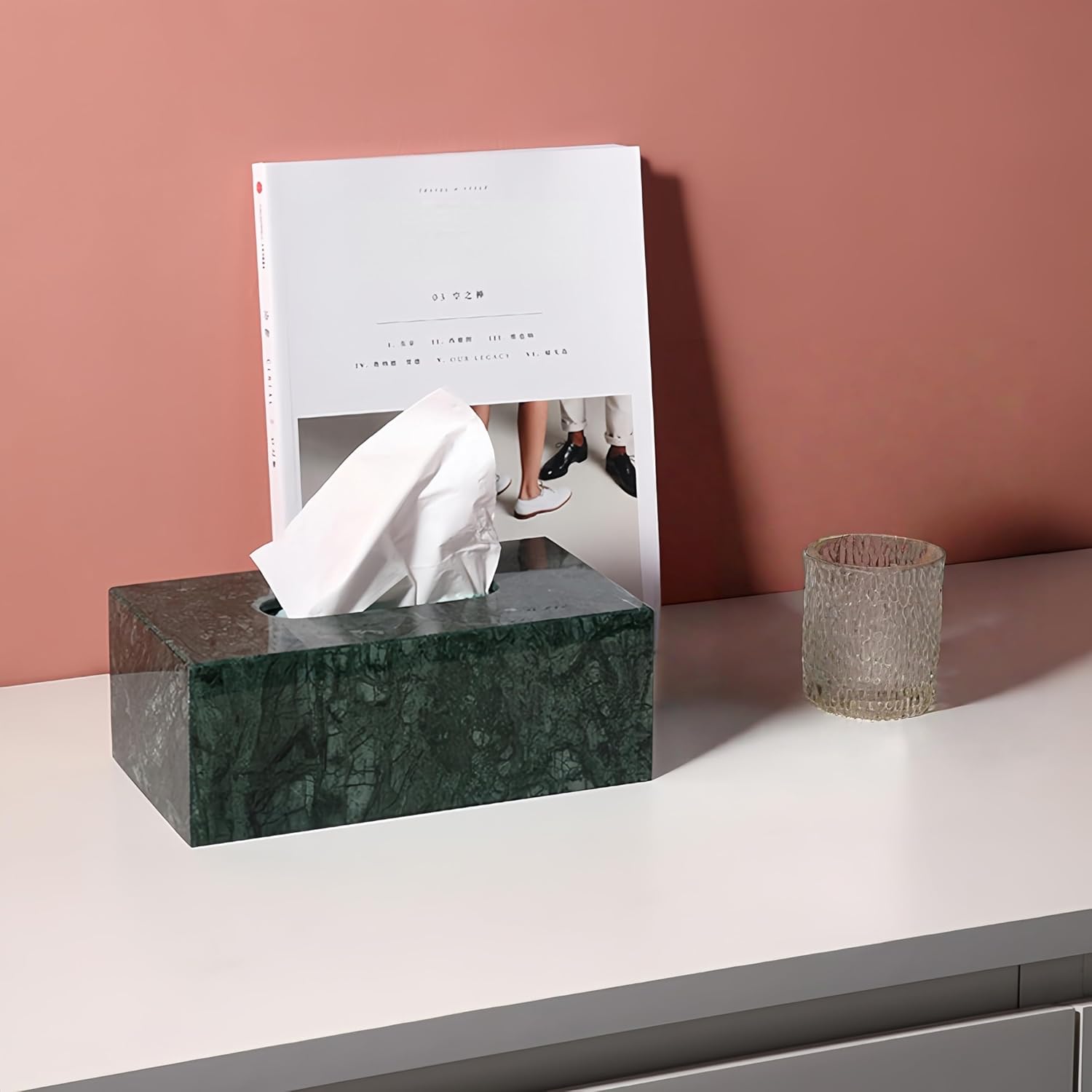 ティッシュ ホルダー ペーパー ホルダー天然大理石、フェイシャル ティッシュ ケース オーガナイザー、ナプキン ホルダー ペーパー