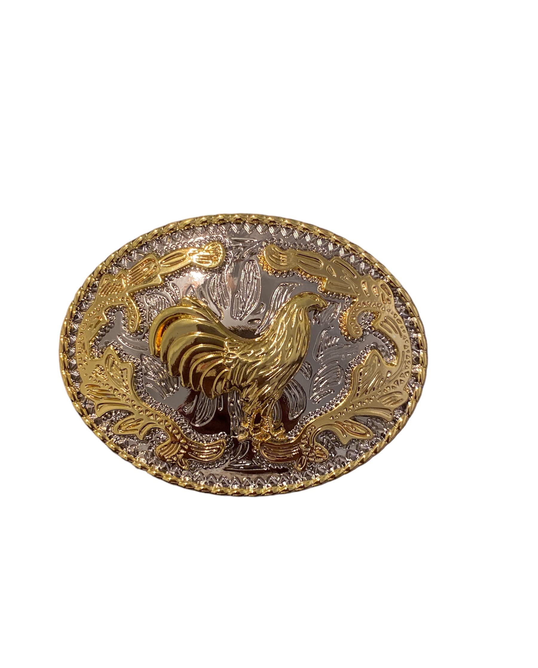 WMG Rooster Belt Buckle Cowboy Rodeo Western Gold Tone, Gold Tone, M