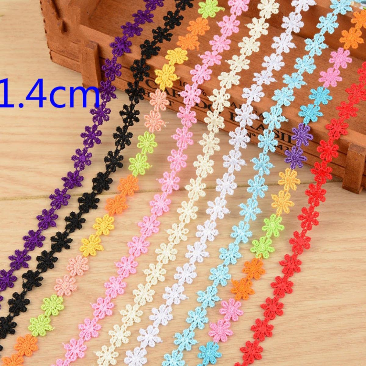 1,4 cm fiori ricamo pizzo tessuto trim nastri cucito fai da te materiali fatti a mano pizzo passamaneria nastro decorazione di nozze 1 metro-1,4 cm blu reale