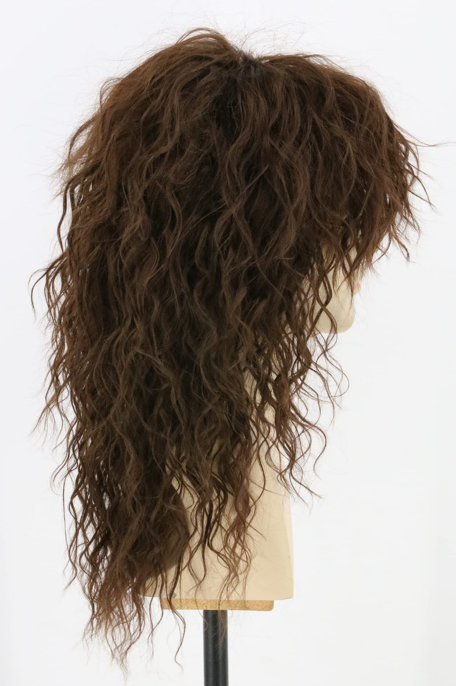 Topcosplay Mens Wigs 80s Mullet Wig Black Curly Male Wigs Halloween Costumes Punk Rocker Long (Brown), Brown-2 - Image 2