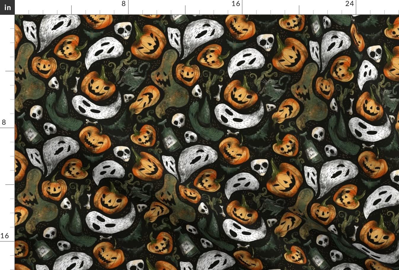 Spoonflower Fabric - Halloween Party Vintage Spooky Witch Witchcraft Magic Ghost Lanterns Printed on Upholstery Velvet Fabric Fat Quarter - Upholstery Home Decor Bottomweight Apparel