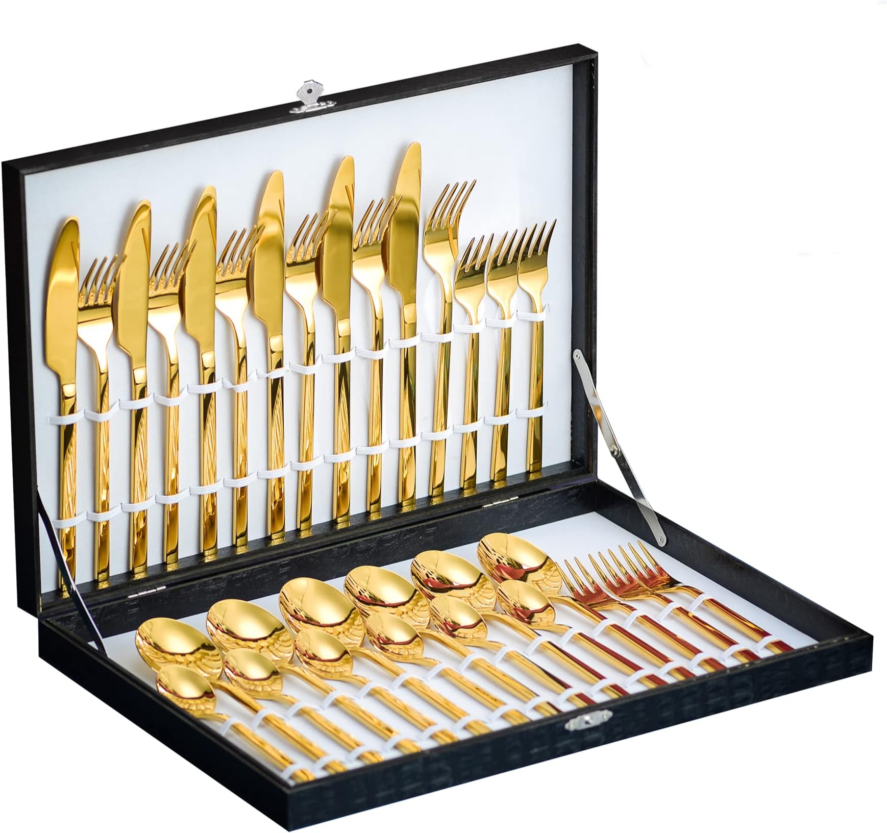 Laguiole Production Ménagère 24 Pièces Violet Nacré – Couverts Table Acier Inox ABS Pour 6 Personnes, Coffret Cadeau Élégant