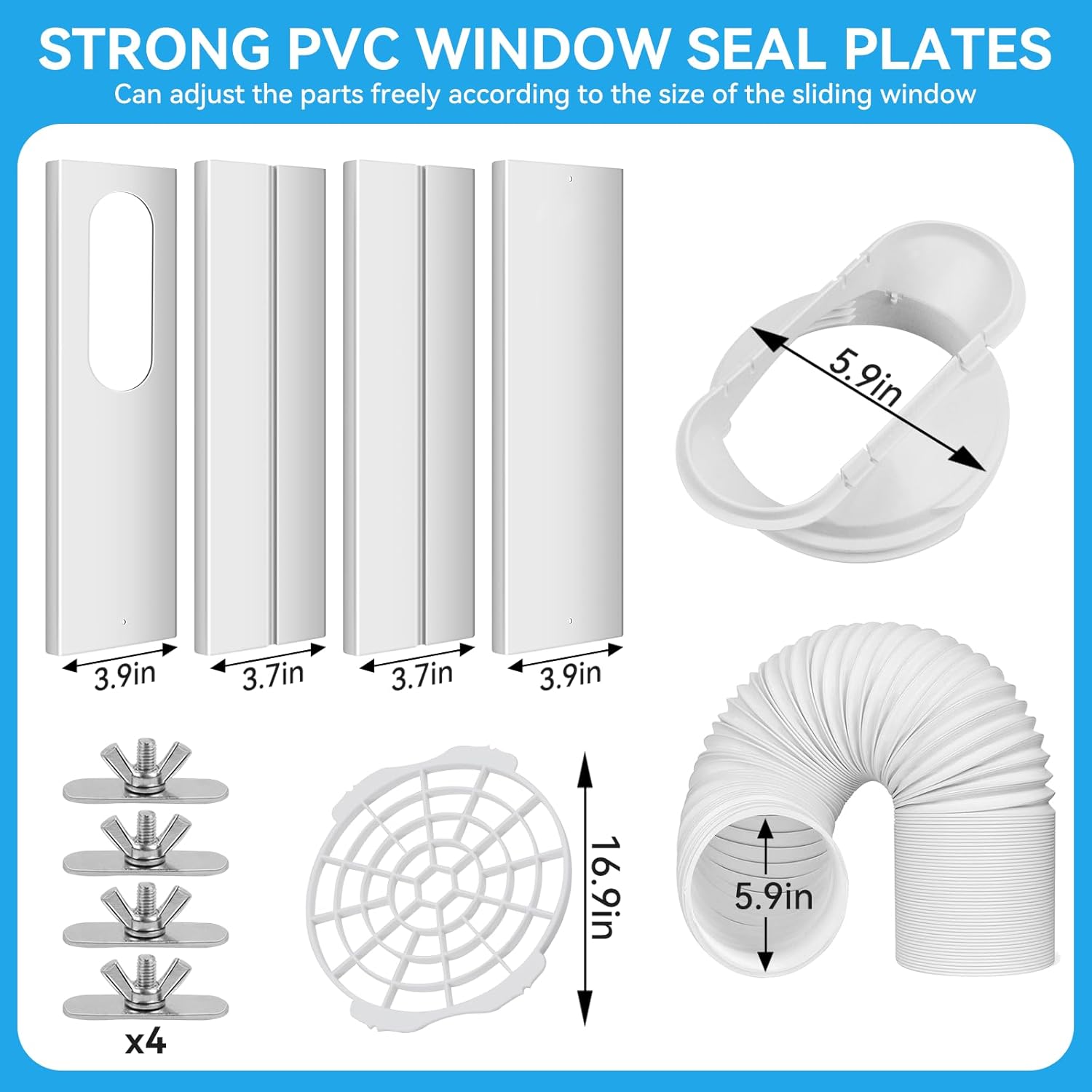 Portable Air Conditioner Window Vent Kit: Qoosea Adjustable AC Window Seal Kit with 5.1 & 5.9 Inch Exhaust Hose Sliding Window Upgraded Adjustable AC Vent Kit for Sliding Horizontal & Vertical Windows