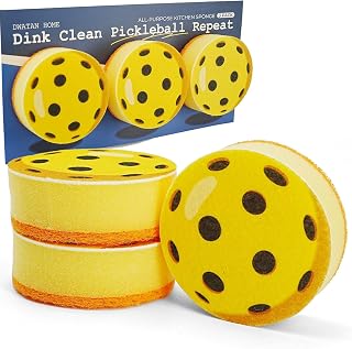 Pickleball Gifts 3pcs Cleaning Sponge, Colorful Triple-Layer Kitchen Sponges with Scrubby Base, Fun Pickleball Gifts for Women & Men, Gift-Ready Packaging, Yellow