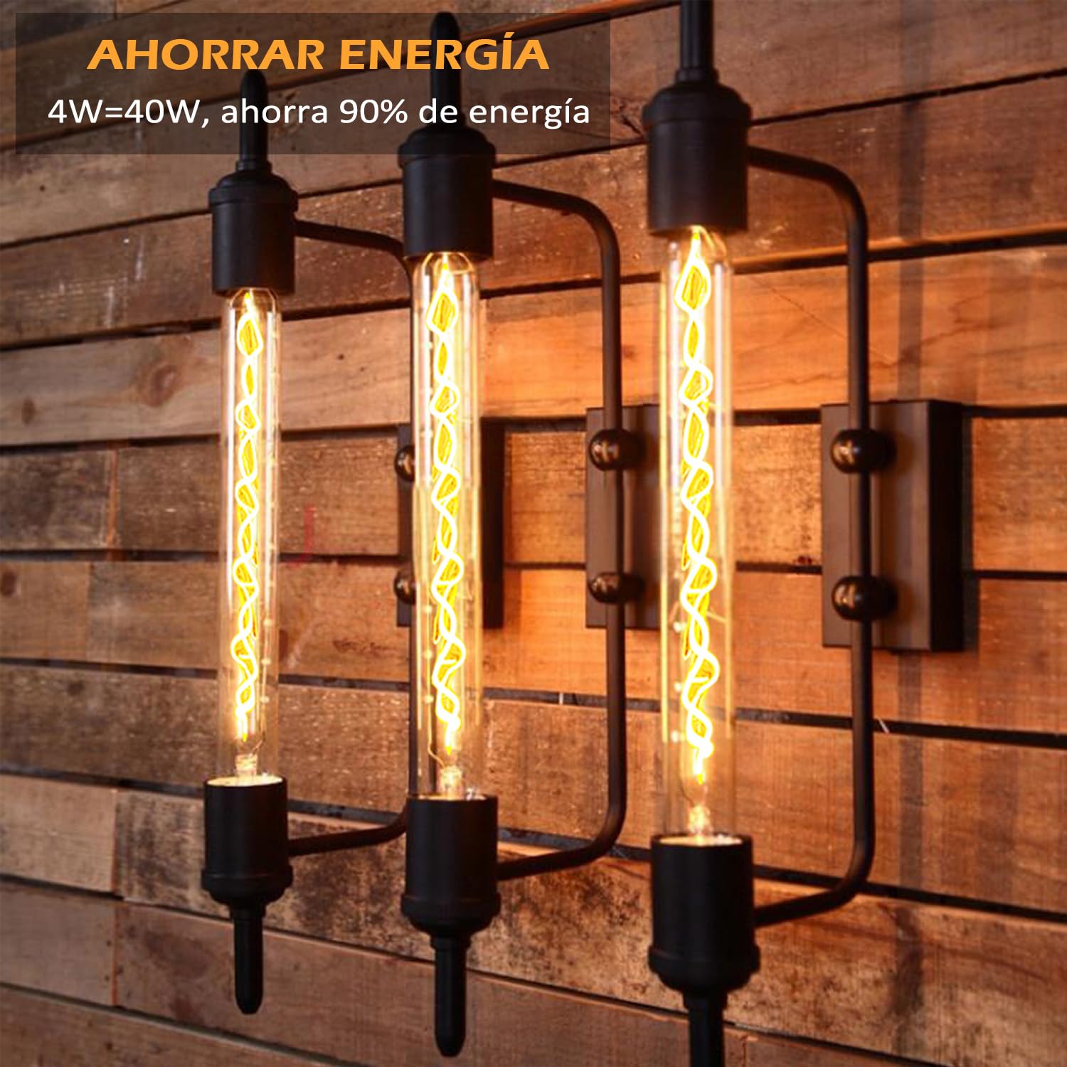 Bombilla LED Edison vintage, bombilla de flauta regulable E27 4W LED blanco cálido, lámpara Edison vintage regulable E27 ideal para iluminación nostálgica y retro - Ámbar - 4 piezas (T30)