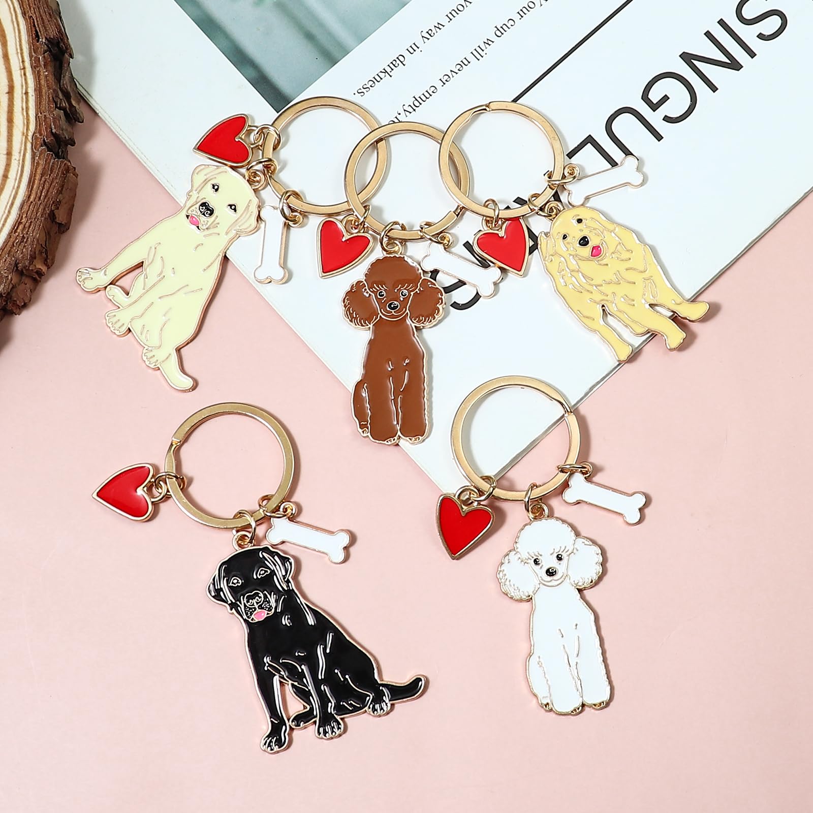 Cute Puppy Dog Keychain Golden Retriever Key Charm Keychain Pet Lover Keyring Gift