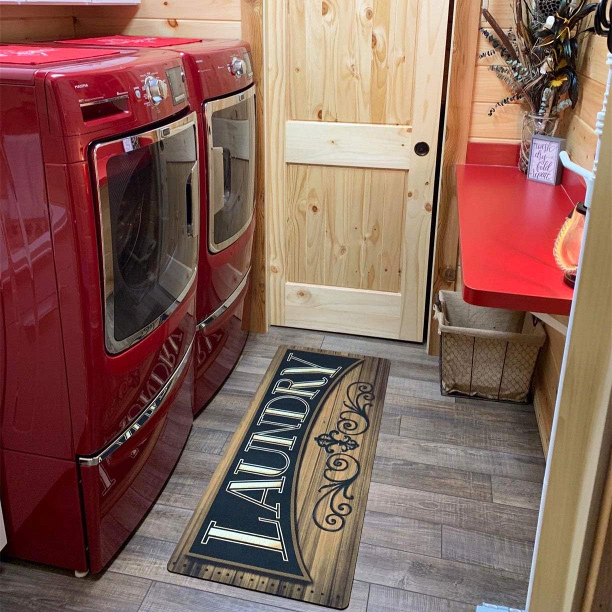UKELER Laundry Room Mat, Non Slip Floor Mat Waterproof Washhouse Mat Vintage Runner Rugs for Washroom 48''x20''