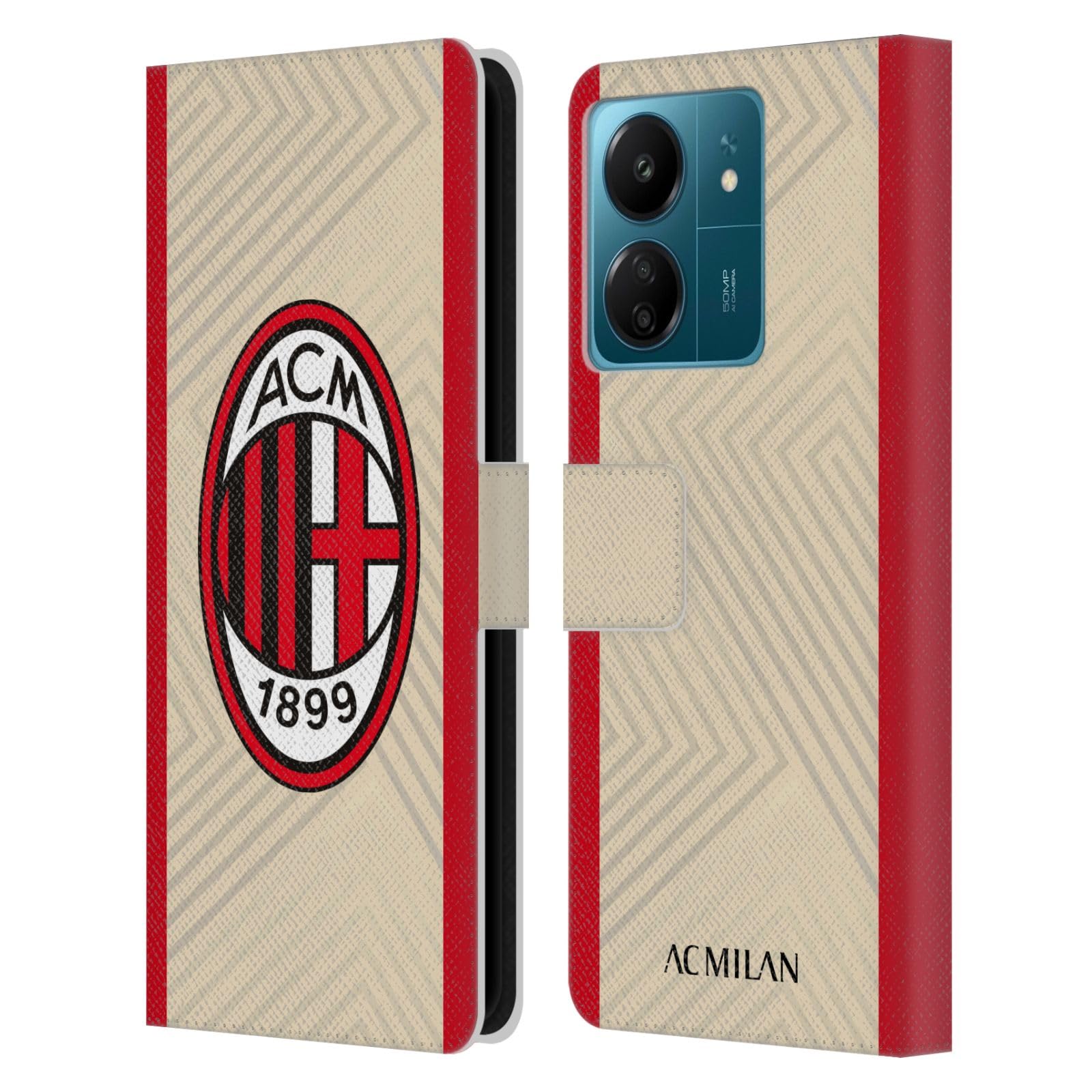 Head Case Designs Officially Licensed AC Milan Away 2021/22 Crest Kit Leather Wallet Case Compatible with Xiaomi Redmi 13C 4G