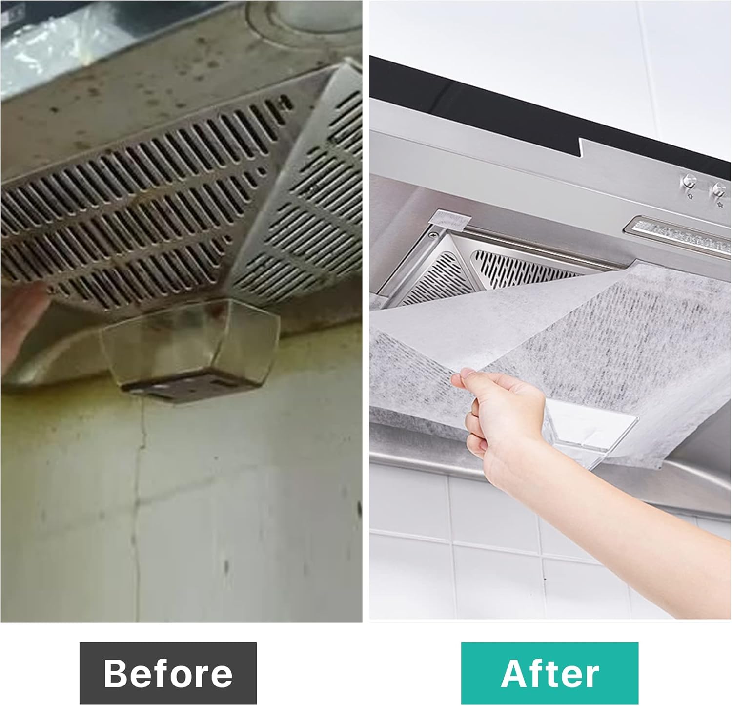 2 Rolls Range Hood Filters, Nonwoven Fabric Range Hood Replacement Filter with Adhesive Strips and Magnetic Block, Anti Oil Filter Paper for Kitchen（10 m Per Roll, White) - Image 6