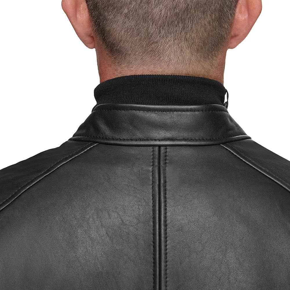 Cafe Racer Real Lambskin Leather Jacket for Men Black Biker Slim Fit Cafe Racer Motorcycle Leather Jacket - Image 3