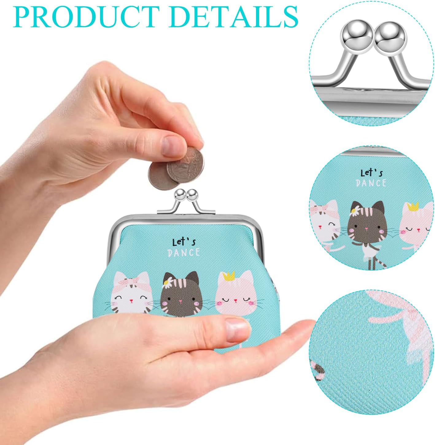 Coin Purse Cute Coin Pouch Kiss-Lock Change Purse Fashion Small Coin Purse Mini Change Purse for Coins for Women Kids Girls for Cash Coin Key