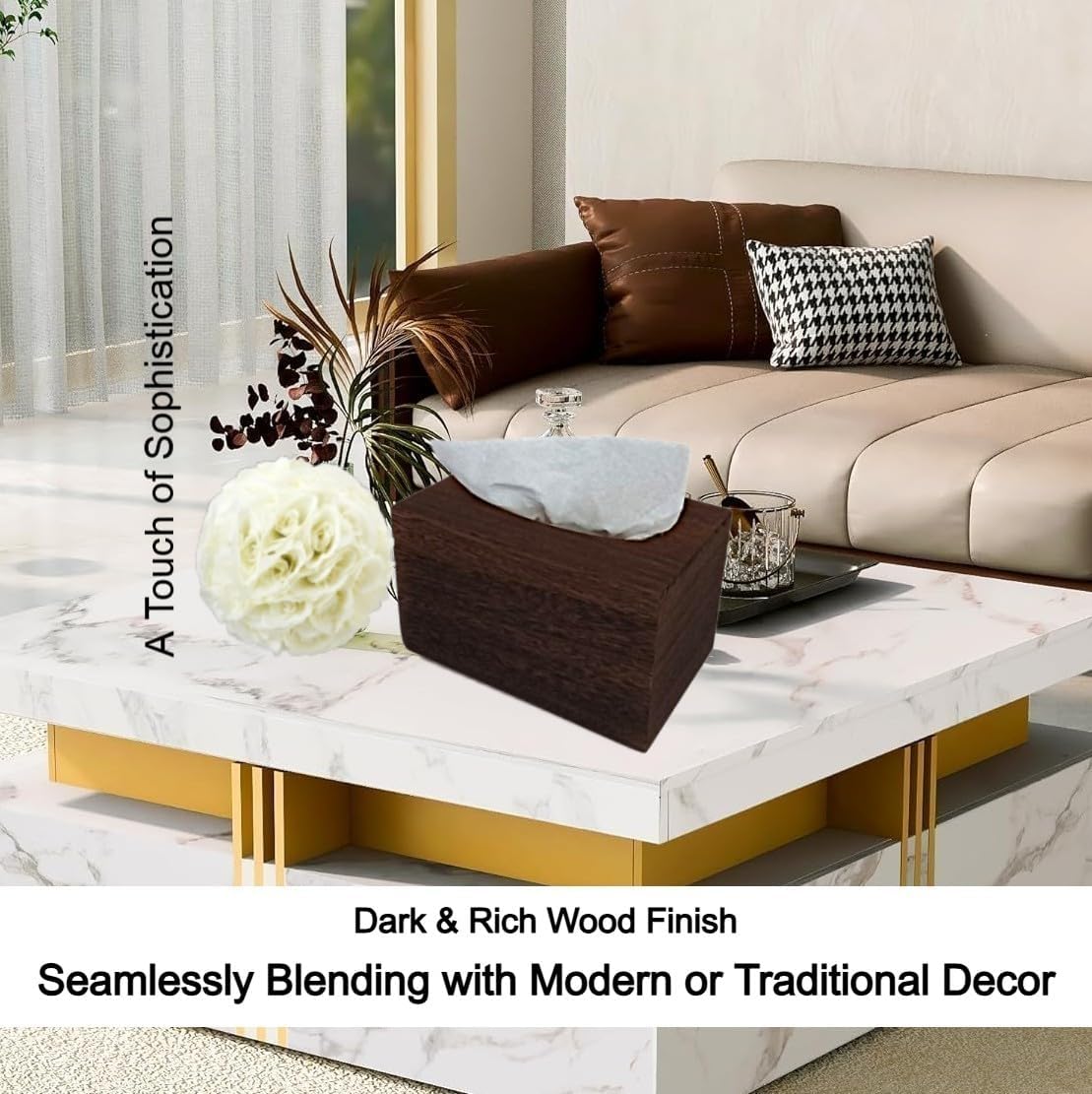 Kleenex Hand Towels (11268, 01701) POP-UP Box Cover with Slide Out Bottom – Darkened Paulownia Wood, Decorative Modern Design for Home & Office