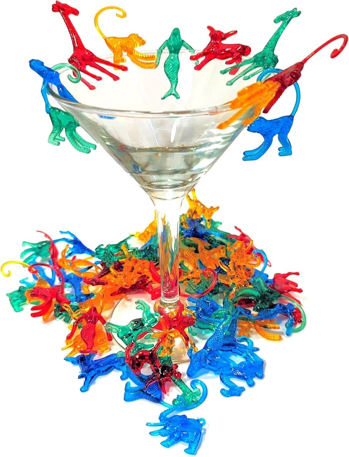 Mixed Animal Cocktail Drink Markers/Picks (72) - Plastic Tiki Bar Drink Accessories