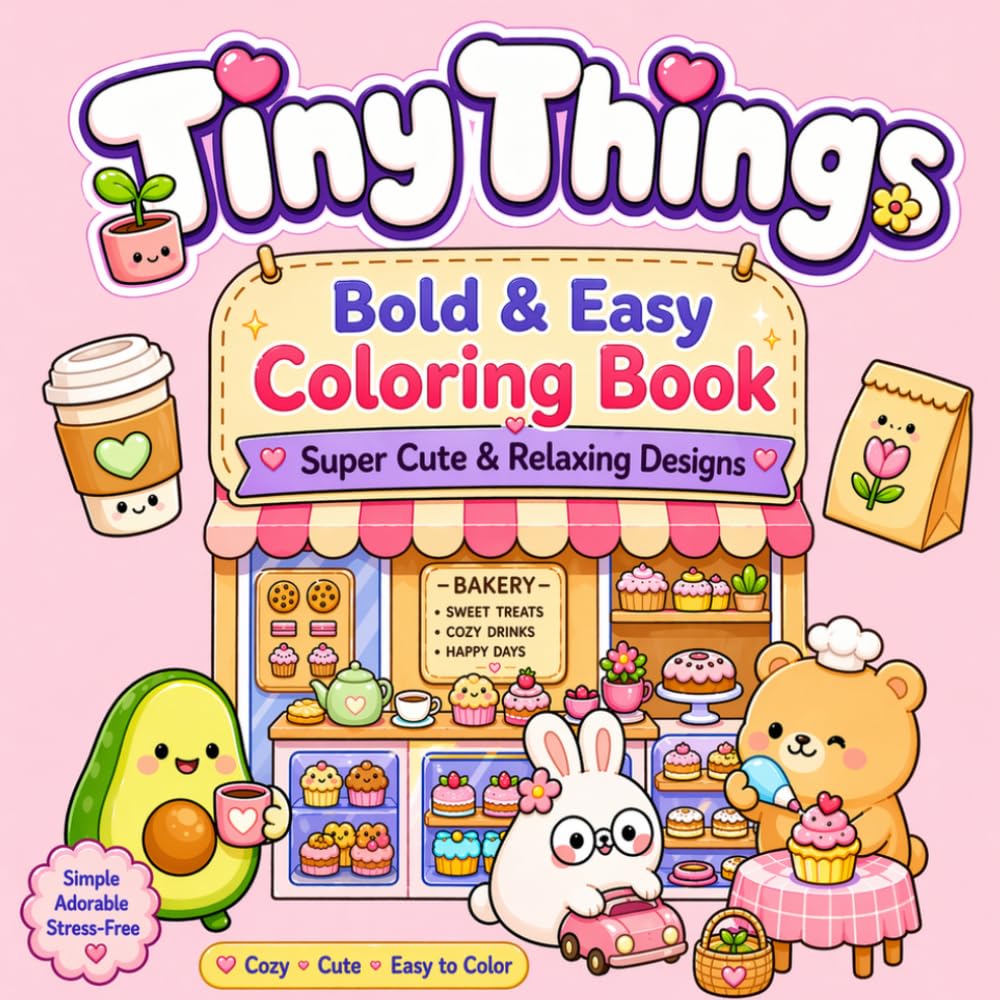 Tiny Things Coloring Book: Tiny Collages: A Cozy Coloring Book of Cute Mini Objects and Relaxing Scenes