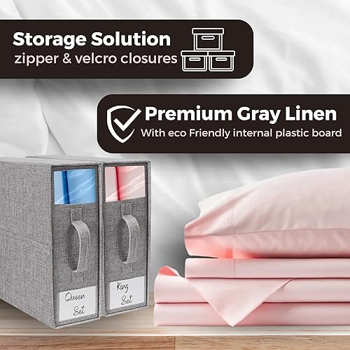 Miniatura 2 de Organizador y almacenamiento de sábanas de lino, caja de almacenamiento para organizadores de armario, una caja de almacenamiento plegable que se