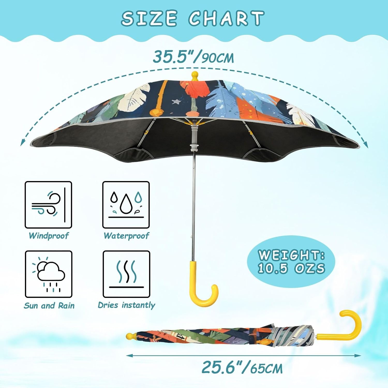 ALAZA Clock Dream Catcher Kids Umbrella for Girls Boys Toddler Children Rain & Sun Umbrella