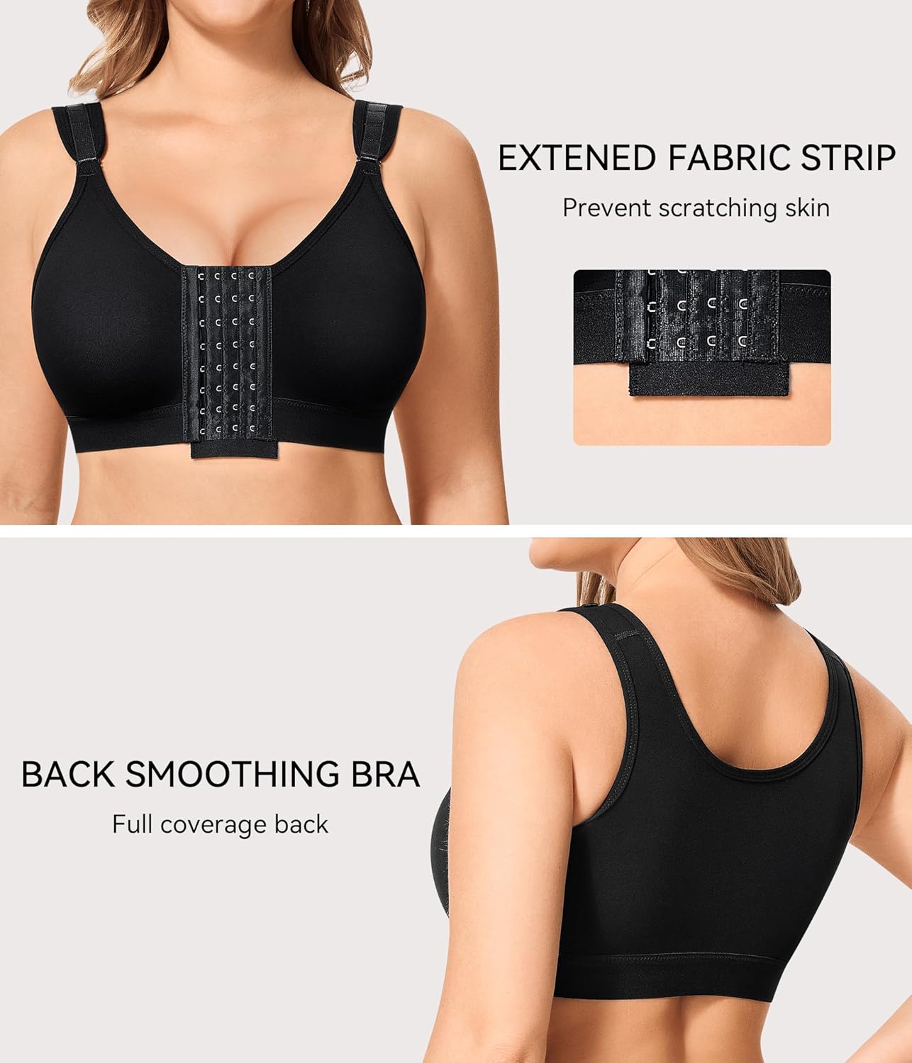 LANCS Women's Front Closure Compression Bra – Post-Surgery Mastectomy Support with Adjustable Straps & Wireless Comfort - Image 4