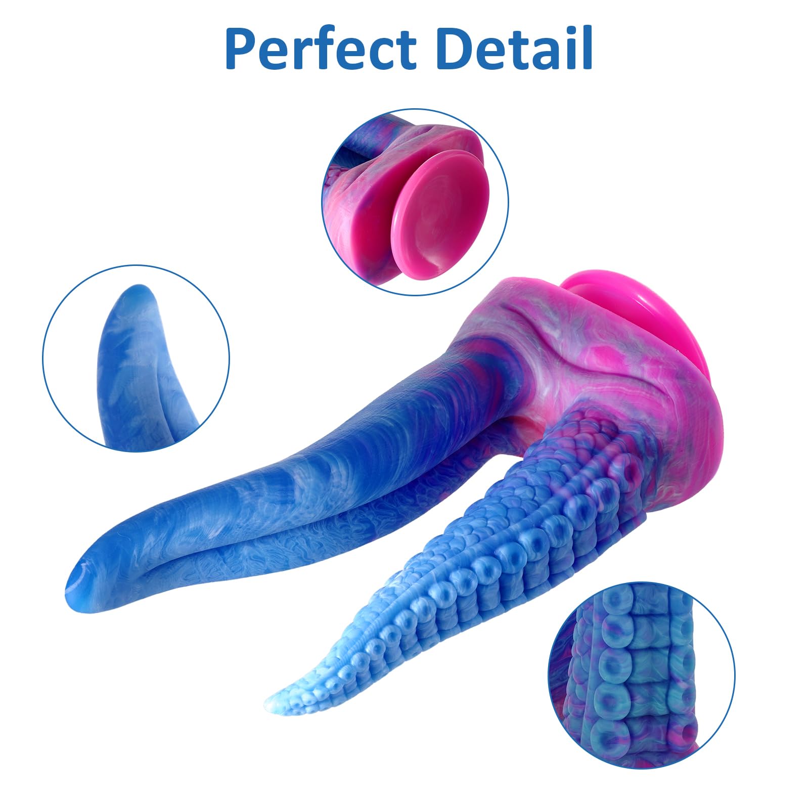 Shkanla Monster Double-Ended Dildo, 10.8 inch Huge Tentacle Realistic Dildo Silicone Big Anal Dildo with Strong Suction Cup, Tongue G-spot Dildo Lifelike Fake Penis Adult Sex Toys for Women: Blue Pink