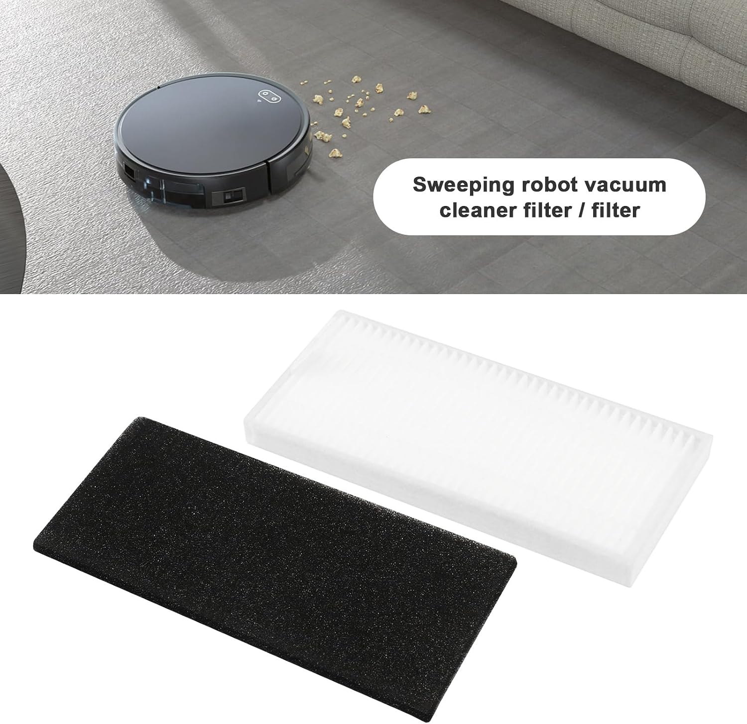 ECSiNG 2 Sets Foam Filter Mesh for Sweeping Robot Vacuum Cleaner 11 x 5cm Spare Filters Replacement Parts Compatible with Tesvor X500 M1 T8 S6