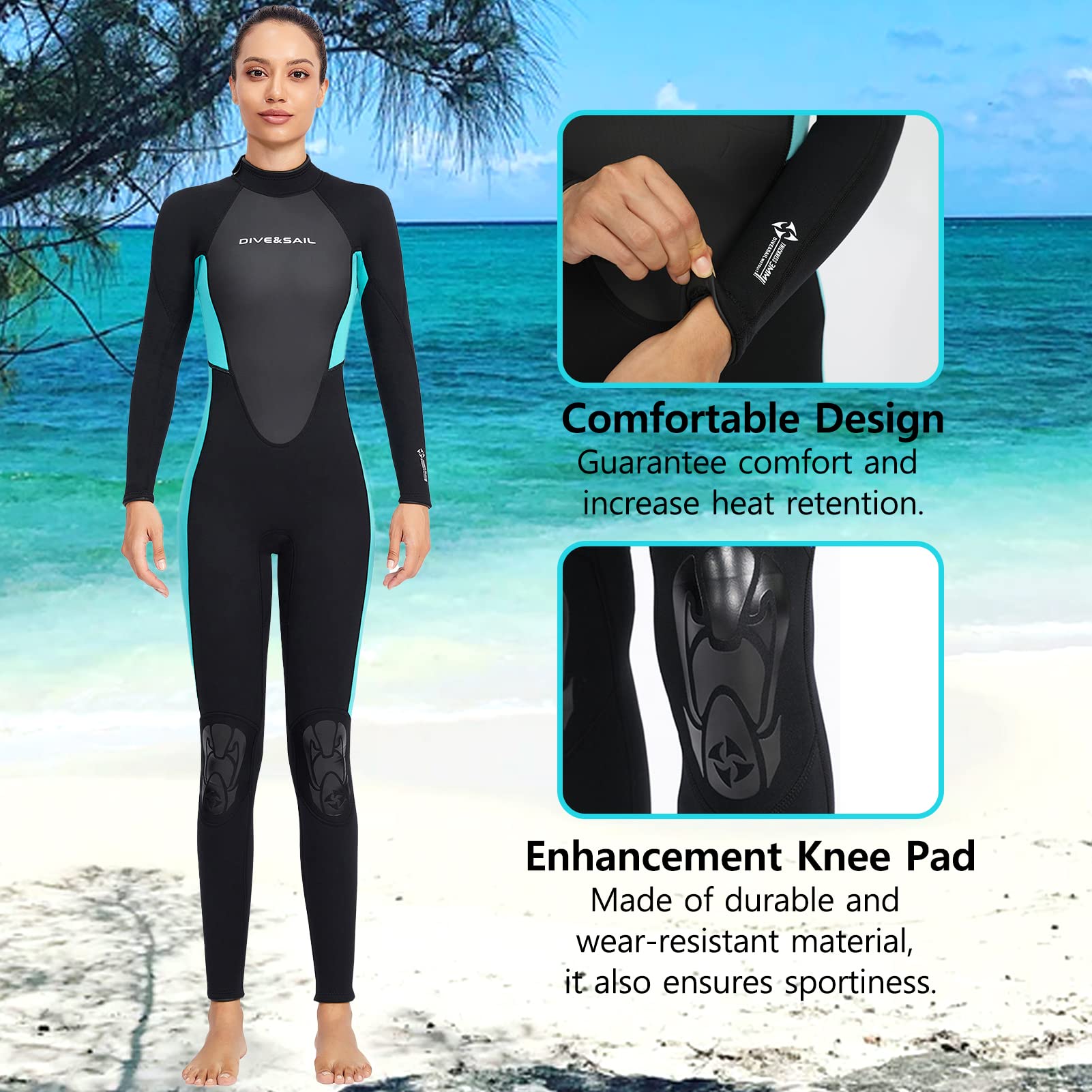 Combinaison De Plongée Joysummer 3mm – Néoprène Stretch, Fermeture éclair Avant, UPF50+, Manches Longues, Pour Homme/femme, Sports Nautiques (plongée, Surf, Snorkeling)
