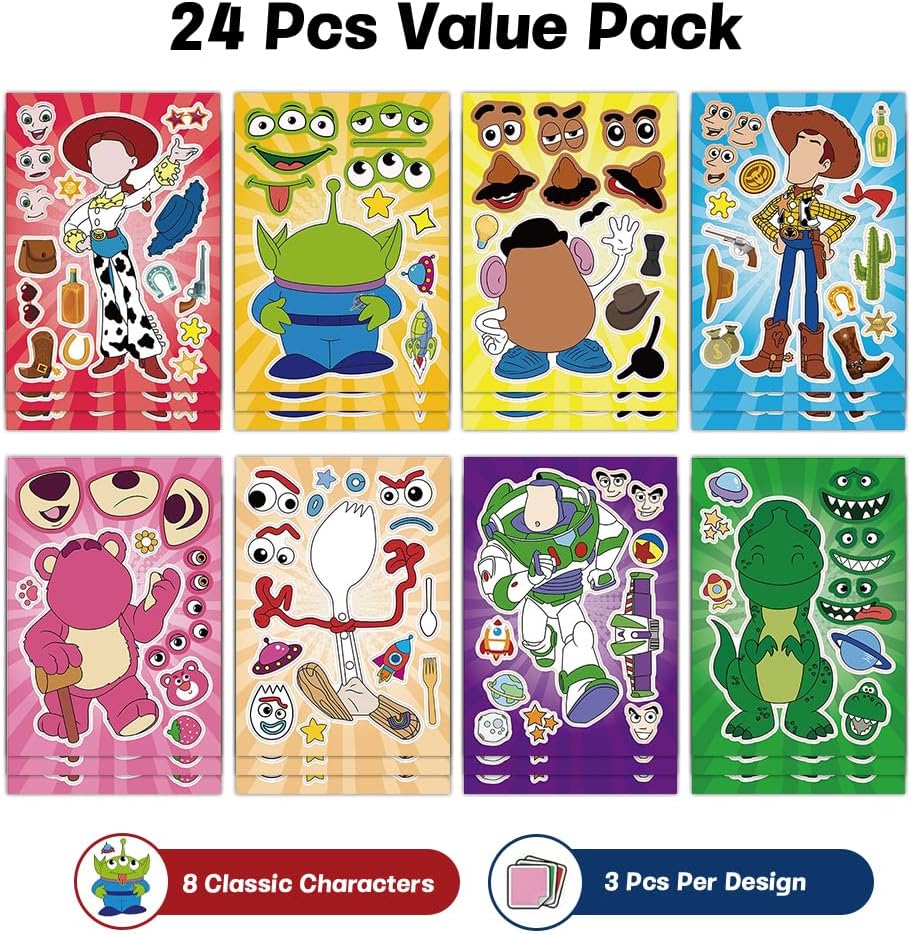 24PCS Toy Cartoon Story Sticker Pack, Make Your Own Stickers (T1) image 2