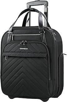 Carry On Underseat 16-inch Multi-functional Underseater Lightweight Overnight Suitcase with Wheels Roller Case for Women Men Travel Business, Black