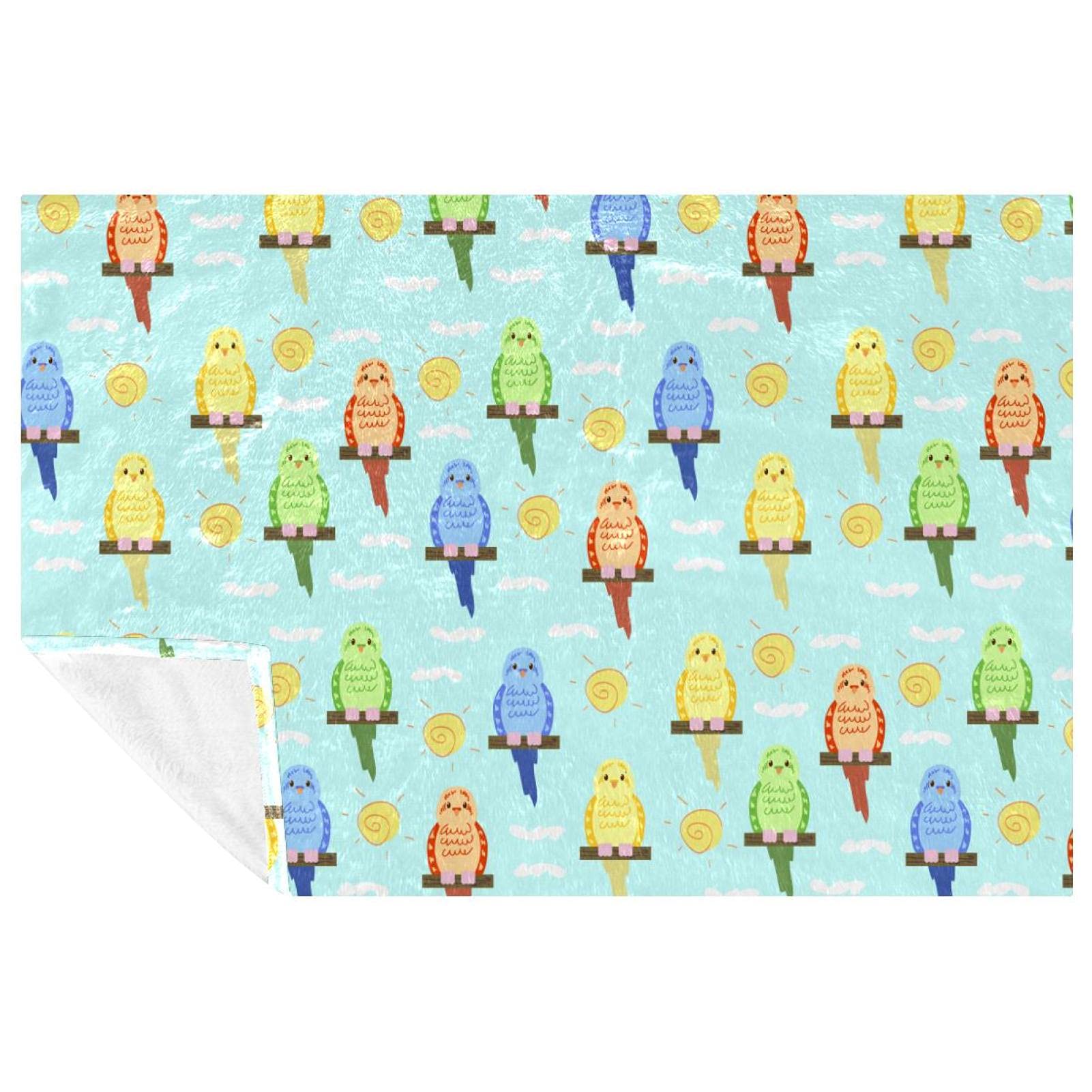 Couverture douce chaude motif perruche lit canapé camping 150x100