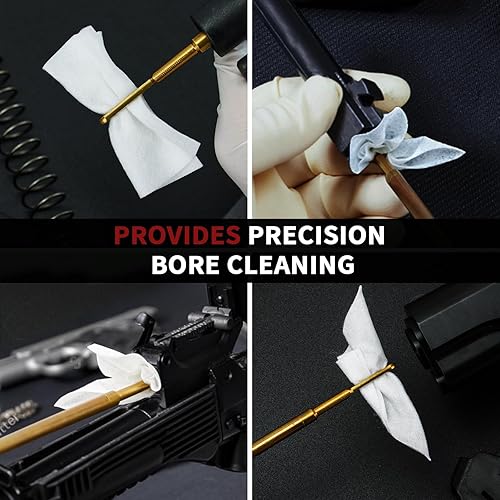 Miniatura 5 de Suministros de limpieza de armas PINGMIC - Juego de parches de limpieza de armas y hisopos de algodón largos, hisopos de algodón de 15 cm, paño sin